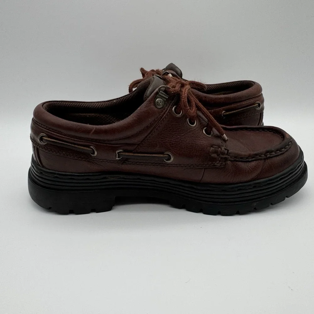 Timberland Men’s 8M Brown Authentic Handsewn 3 Eye Lug Sole Boat Shoes 63063